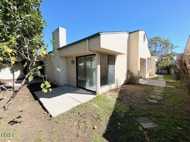 rear view of house featuring a patio and stucco siding