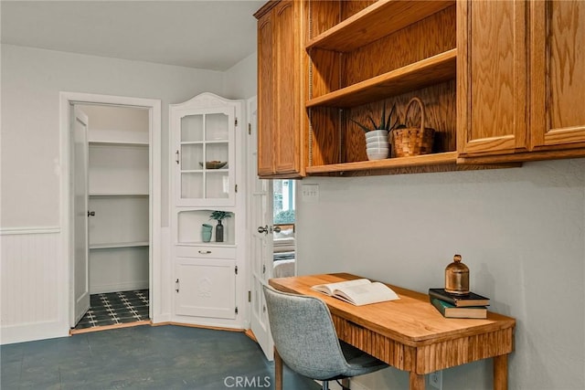 office with a wainscoted wall