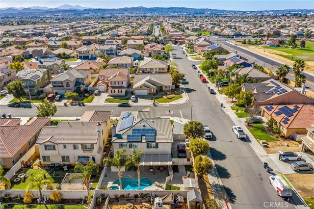 aerial view with a residential view and a mountain view