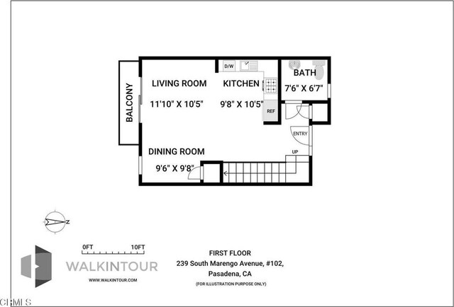 239 S Marengo Ave Unit 102, Pasadena, CA 91101 - view of floor plan / room layout