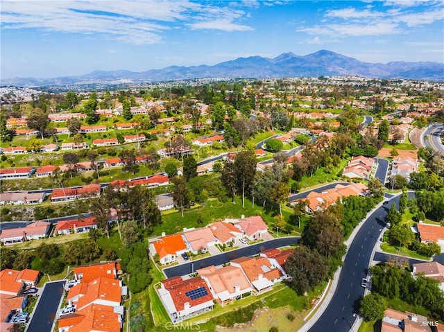 aerial view with a residential view and a mountain view