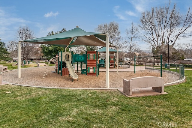 communal playground with a yard