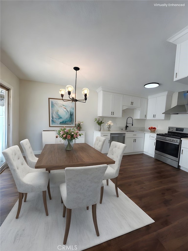 22822 Mesa Way Unit 1, Lake Forest, CA 92630 - dining area with a chandelier and dark wood-style floors