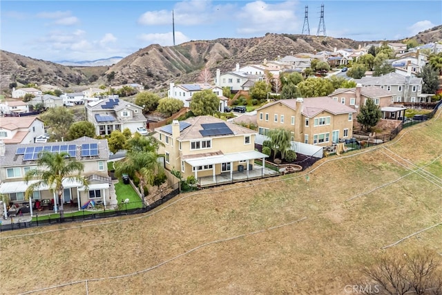 bird's eye view featuring a mountain view and a residential view