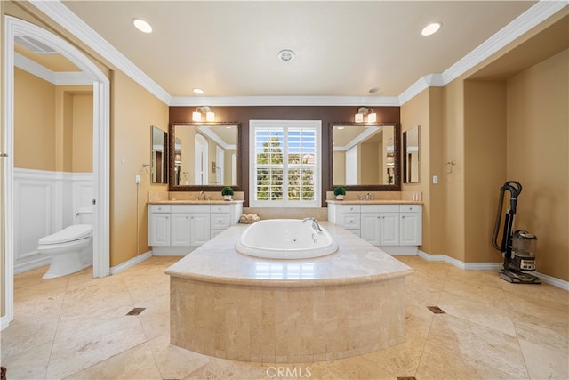 37 Shepard, Irvine, CA 92620 - bathroom featuring a garden tub, two vanities, and a sink