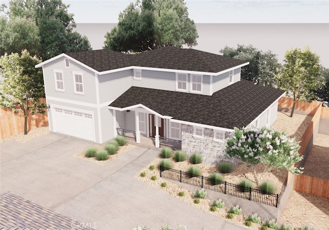 3156 Johnson Ave, San Luis Obispo, CA 93401 - view of front of home featuring roof with shingles, fence, and concrete driveway