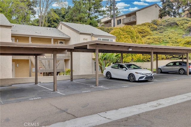 view of covered parking lot