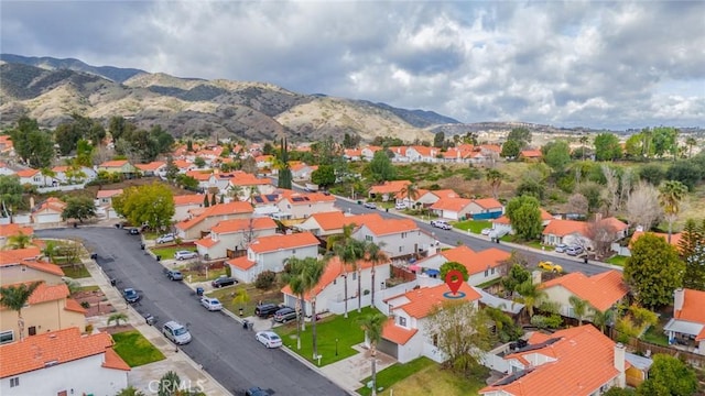 aerial view with a residential view and a mountain view