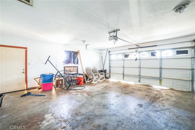 garage with a garage door opener