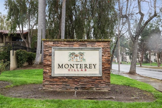 view of community sign