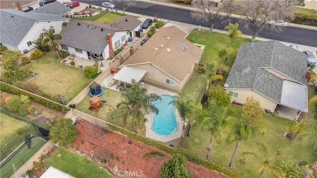 aerial view with a residential view