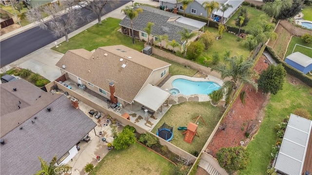 bird's eye view with a residential view