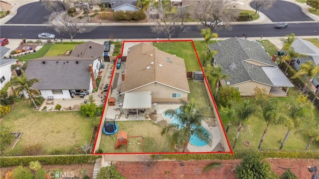 drone / aerial view with a residential view