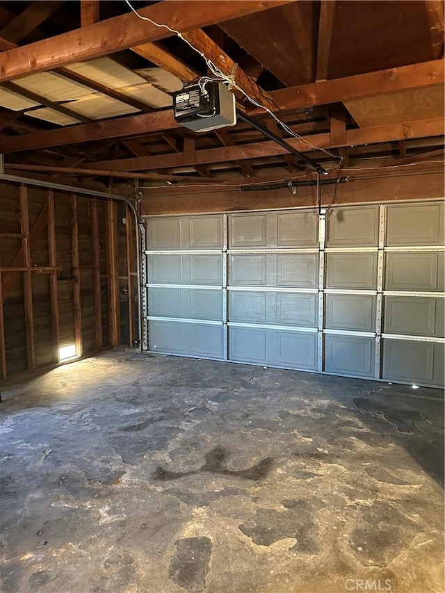 garage with a garage door opener