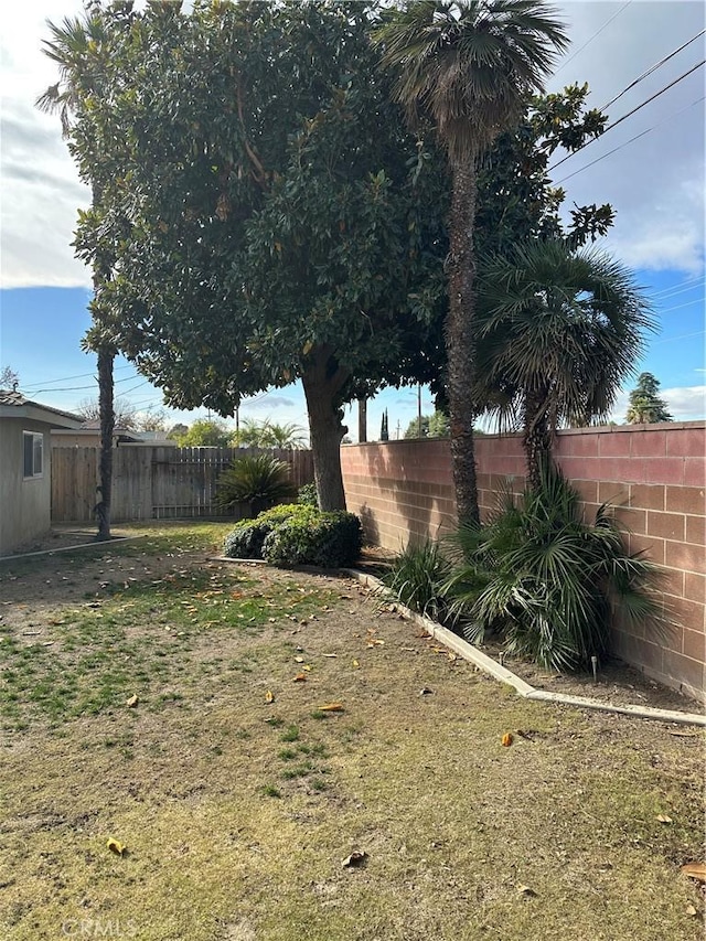 view of yard featuring a fenced backyard