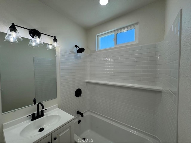 full bath with shower / washtub combination and vanity