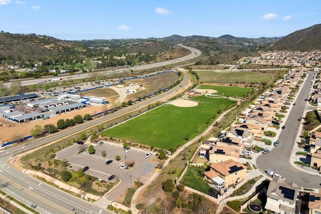 drone / aerial view with a mountain view