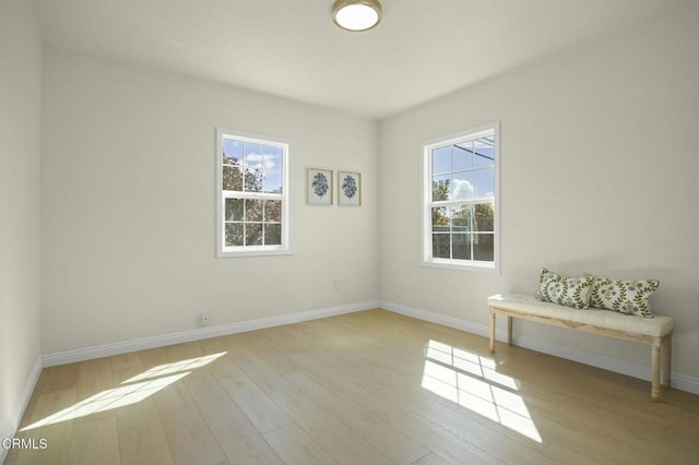 interior space with baseboards and wood finished floors