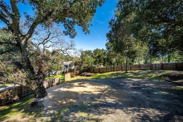 view of yard with a fenced backyard