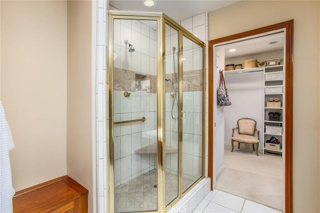 bathroom featuring a stall shower