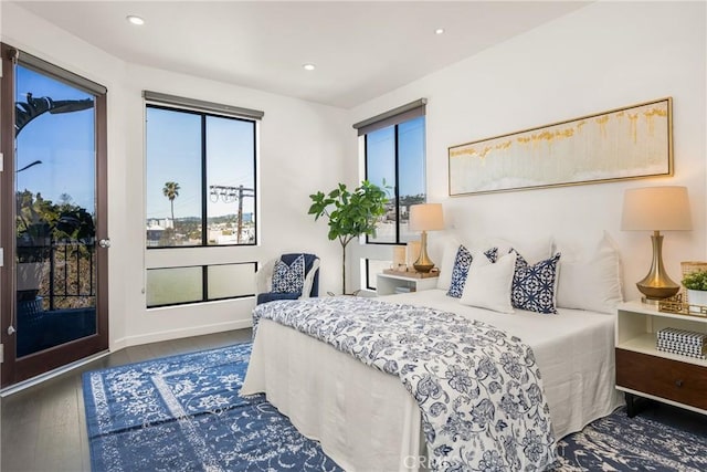 660 N Sweetzer Ave Unit 302, West Hollywood, CA 90048 - bedroom with wood finished floors, access to exterior, and recessed lighting