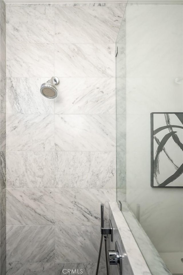 interior space with a tile shower