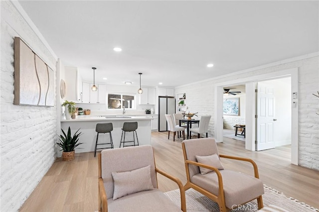56622 Handley Rd, Yucca Valley, CA 92284 - living room featuring light wood-type flooring, recessed lighting, and ceiling fan