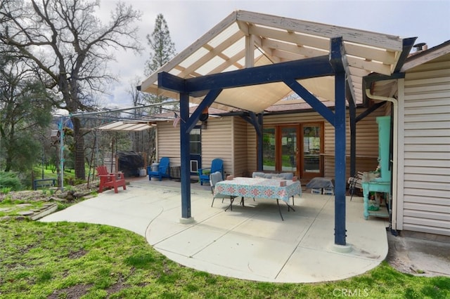 view of patio featuring a pergola