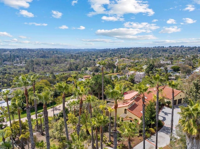 birds eye view of property with a view of trees