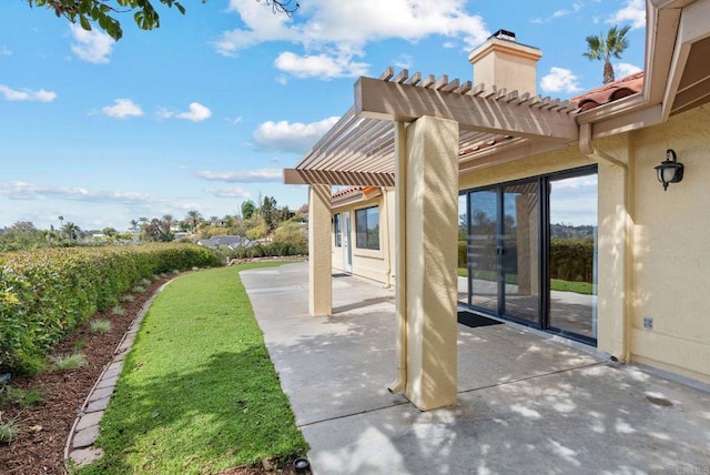 view of patio / terrace featuring a pergola