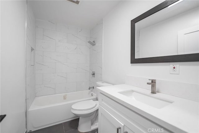 full bath featuring vanity, toilet, and bathing tub / shower combination