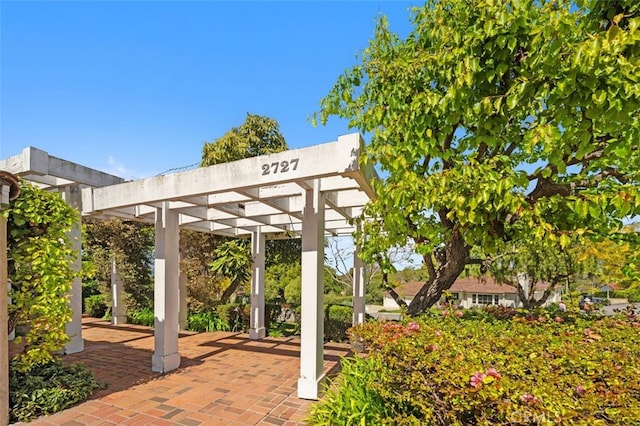 view of patio / terrace featuring a pergola