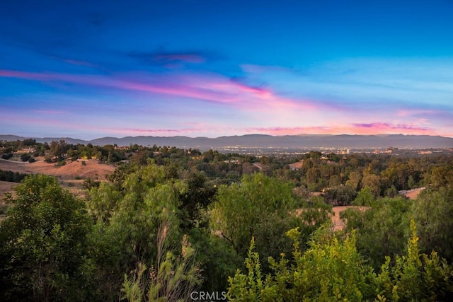 property view of mountains featuring a view of trees