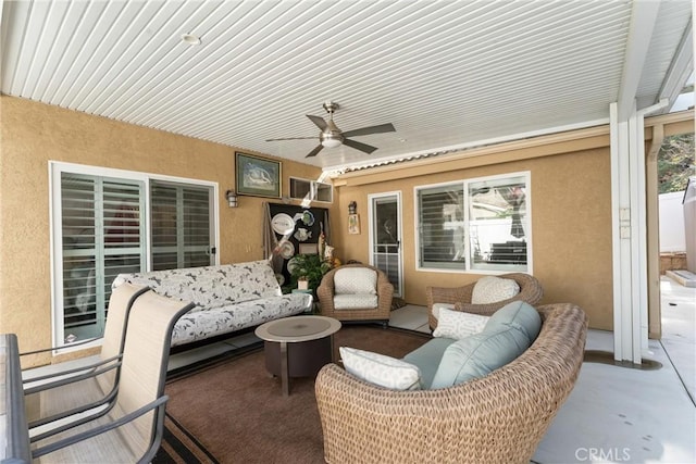 view of patio / terrace with outdoor lounge area and a ceiling fan