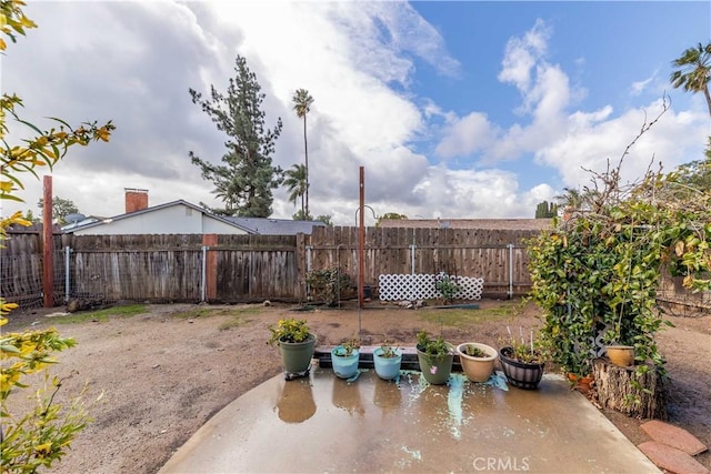 view of yard with a patio and a fenced backyard