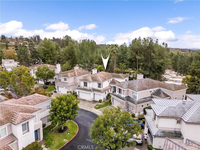 birds eye view of property with a residential view