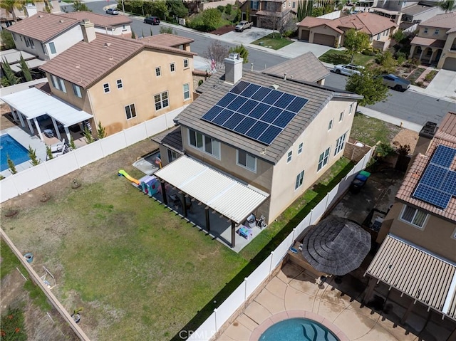 bird's eye view with a residential view