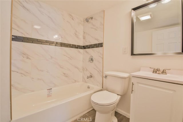 full bathroom with toilet, washtub / shower combination, and vanity