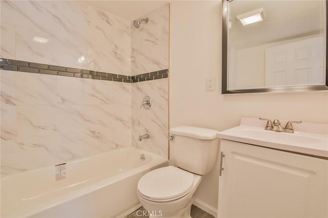 full bathroom with tub / shower combination, vanity, and toilet