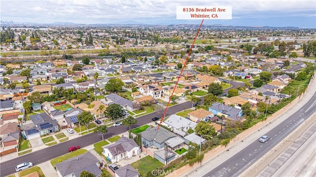 aerial view featuring a residential view