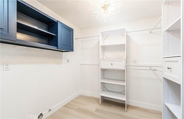 walk in closet featuring light wood-style floors