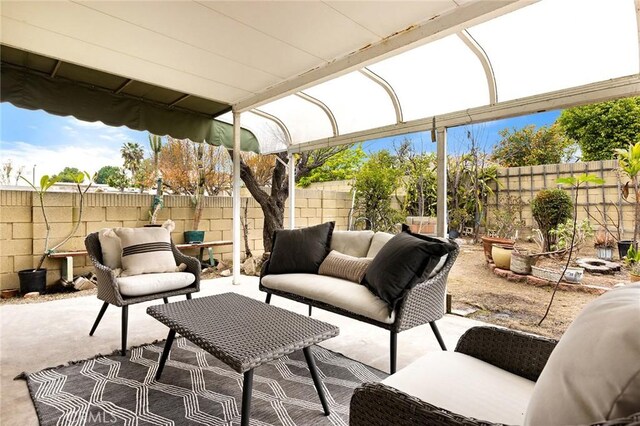 view of patio featuring a fenced backyard