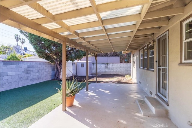 view of patio with a fenced backyard