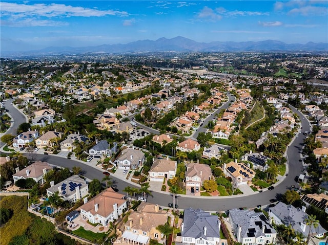 birds eye view of property featuring a residential view and a mountain view