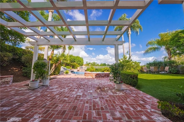 view of patio / terrace featuring a pergola