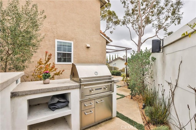 view of patio featuring grilling area and an outdoor kitchen