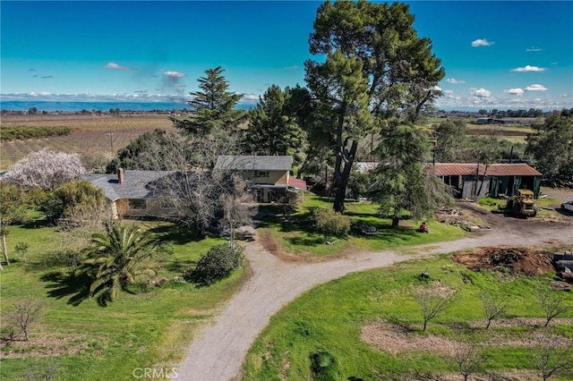 bird's eye view featuring a rural view