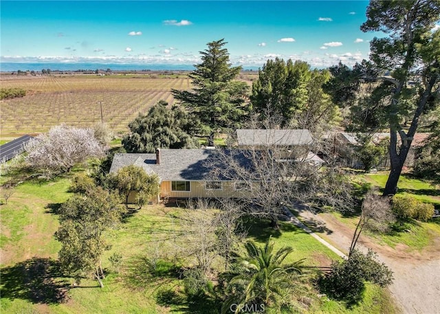 drone / aerial view with a rural view