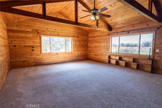 4760 County Rd 99 W, Orland, CA 96963 - carpeted spare room featuring wood ceiling, wooden walls, and a ceiling fan
