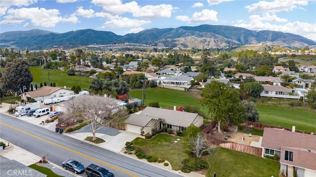 bird's eye view with a mountain view and a residential view